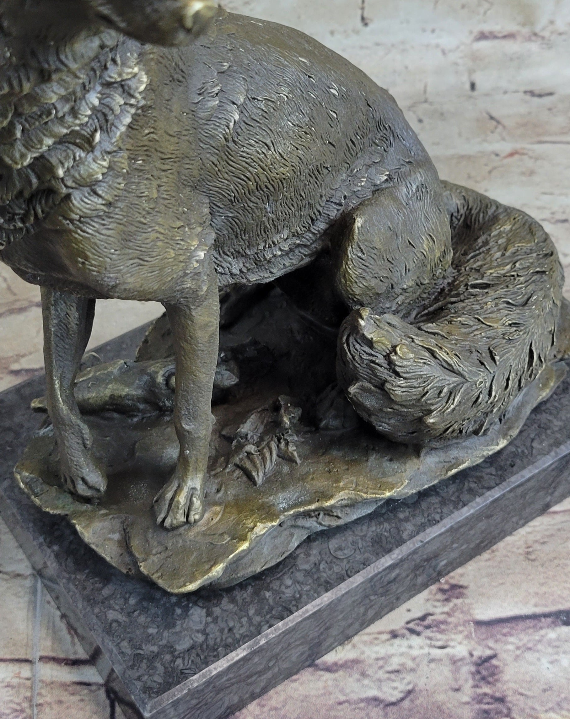 Signed Hot Cast Fox Shy Animal Bronze Sculpture by Williams