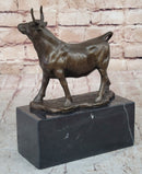 Male Bull Signed Milo Bookend Bronze Sculpture Marble Base