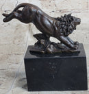 Hot Cast Jumping Lion by Barye Bronze Sculpture NR