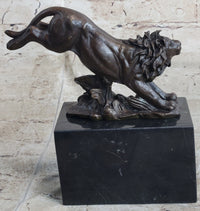 Hot Cast Jumping Lion by Barye Bronze Sculpture NR