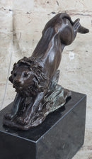 Hot Cast Jumping Lion by Barye Bronze Sculpture NR