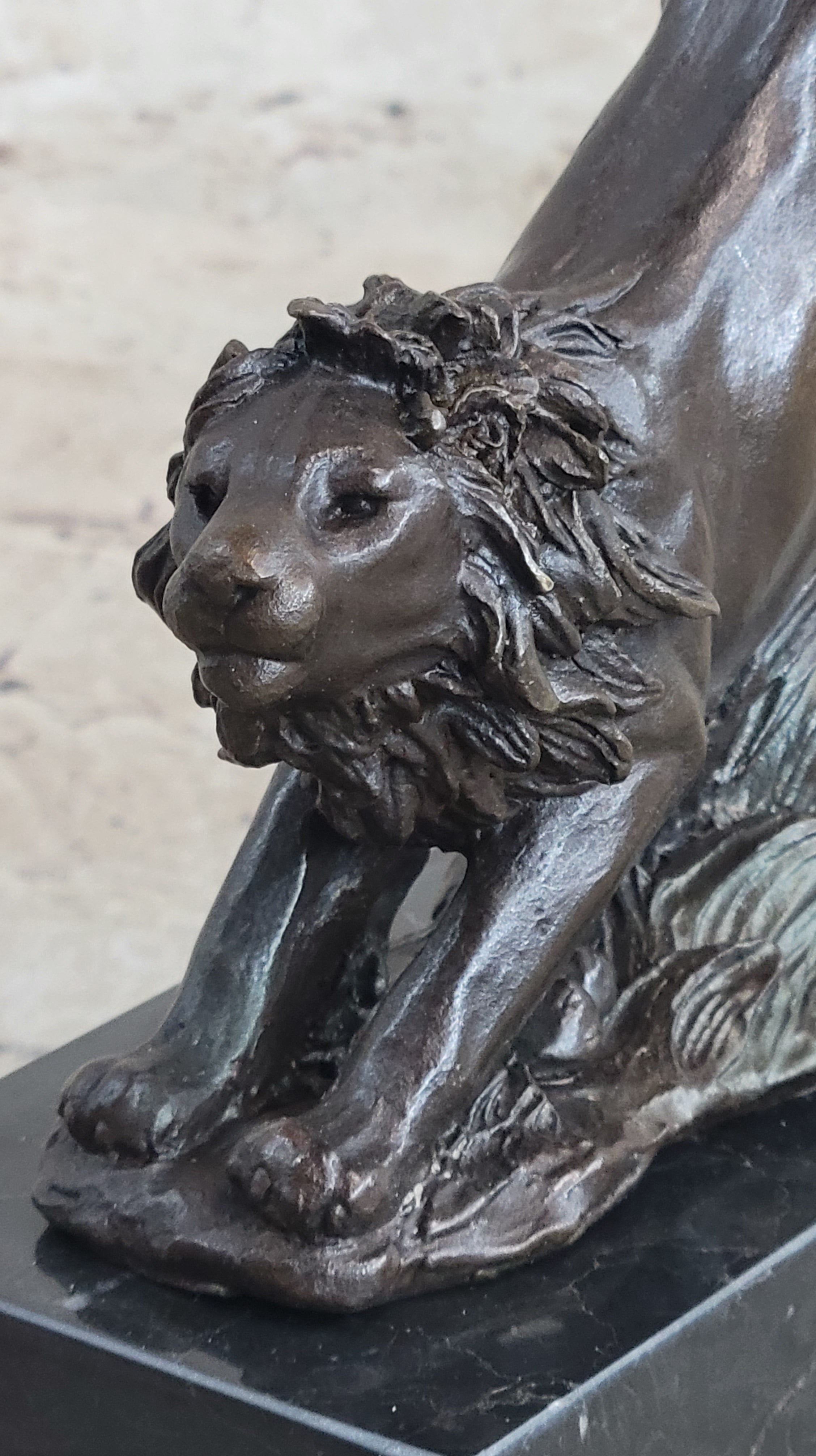 Hot Cast Jumping Lion by Barye Bronze Sculpture NR