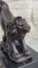 Hot Cast Jumping Lion by Barye Bronze Sculpture NR