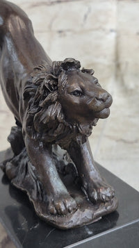 Hot Cast Jumping Lion by Barye Bronze Sculpture NR