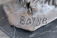 Hot Cast Jumping Lion by Barye Bronze Sculpture NR