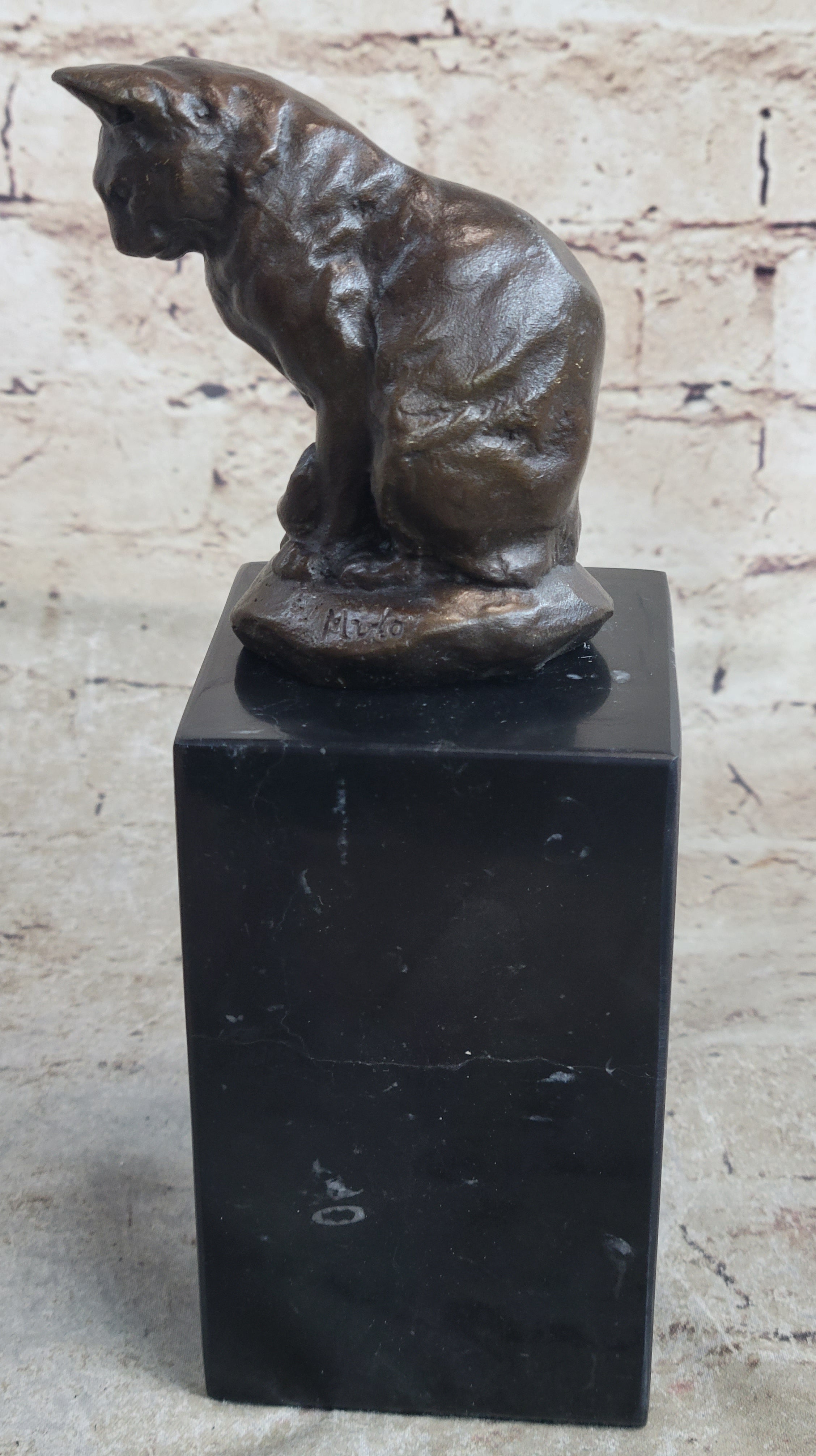 Signed Original House Cat Hot Cast Bronze Sculpture