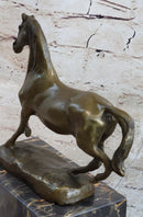 Hot Cast Bronze Galloping Horse Miniature Sculpture on Marble Base