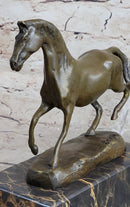 Hot Cast Bronze Galloping Horse Miniature Sculpture on Marble Base