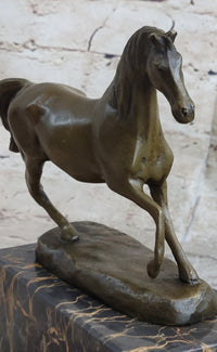 Hot Cast Bronze Galloping Horse Miniature Sculpture on Marble Base