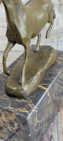 Hot Cast Bronze Galloping Horse Miniature Sculpture on Marble Base