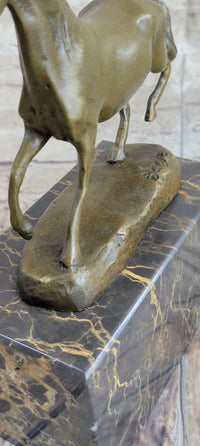 Hot Cast Bronze Galloping Horse Miniature Sculpture on Marble Base
