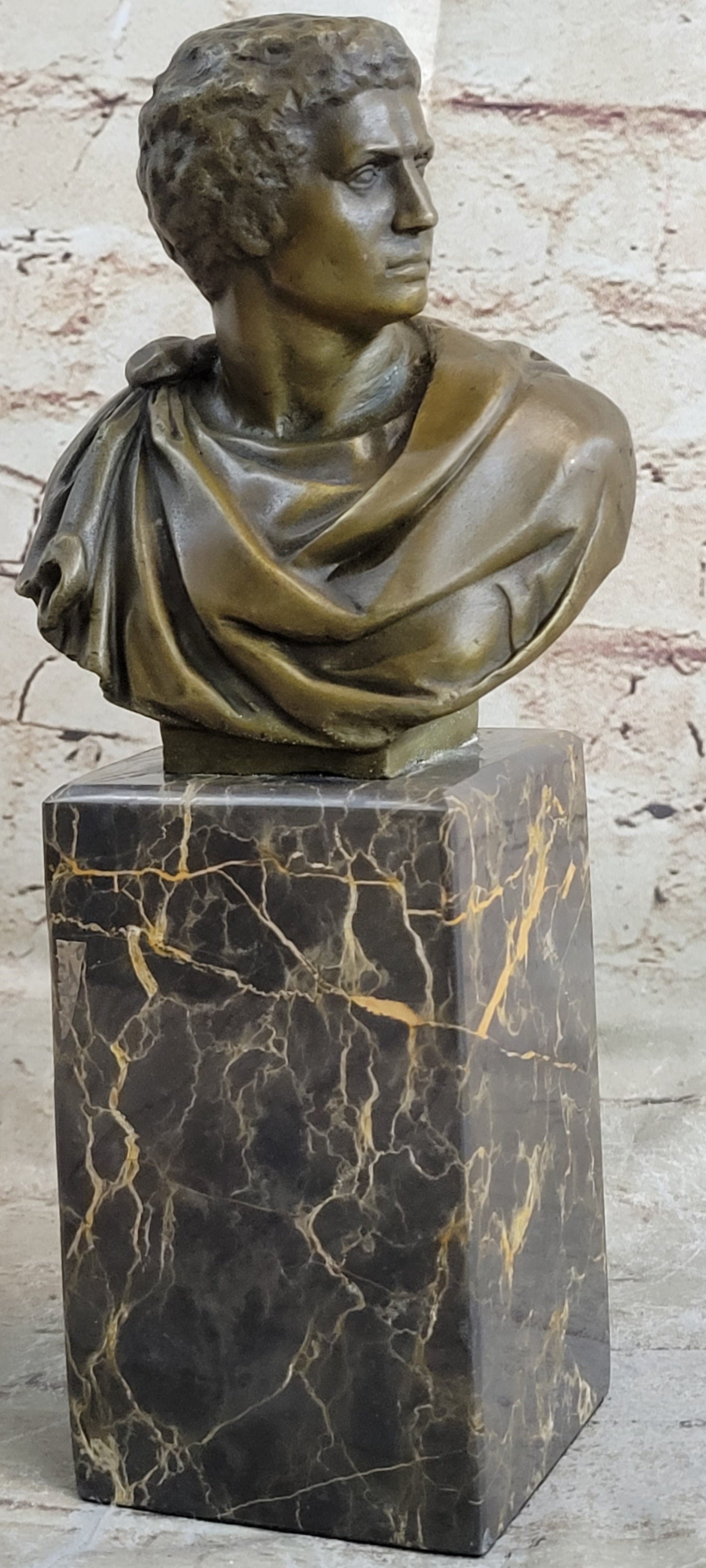 Marc Antony Bronze Bust on Marble Base - Signed Milo