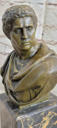 Marc Antony Bronze Bust on Marble Base - Signed Milo