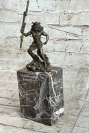 Signed Poseidon God of Sea Bronze Bookend Marble Base