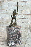 Signed Poseidon God of Sea Bronze Bookend Marble Base