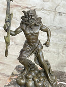 Signed Poseidon God of Sea Bronze Bookend Marble Base