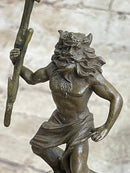 Signed Poseidon God of Sea Bronze Bookend Marble Base