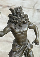 Signed Poseidon God of Sea Bronze Bookend Marble Base