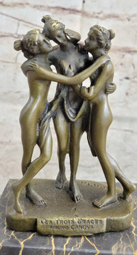 Hot Cast Three Graces by Canova Bronze Bookend