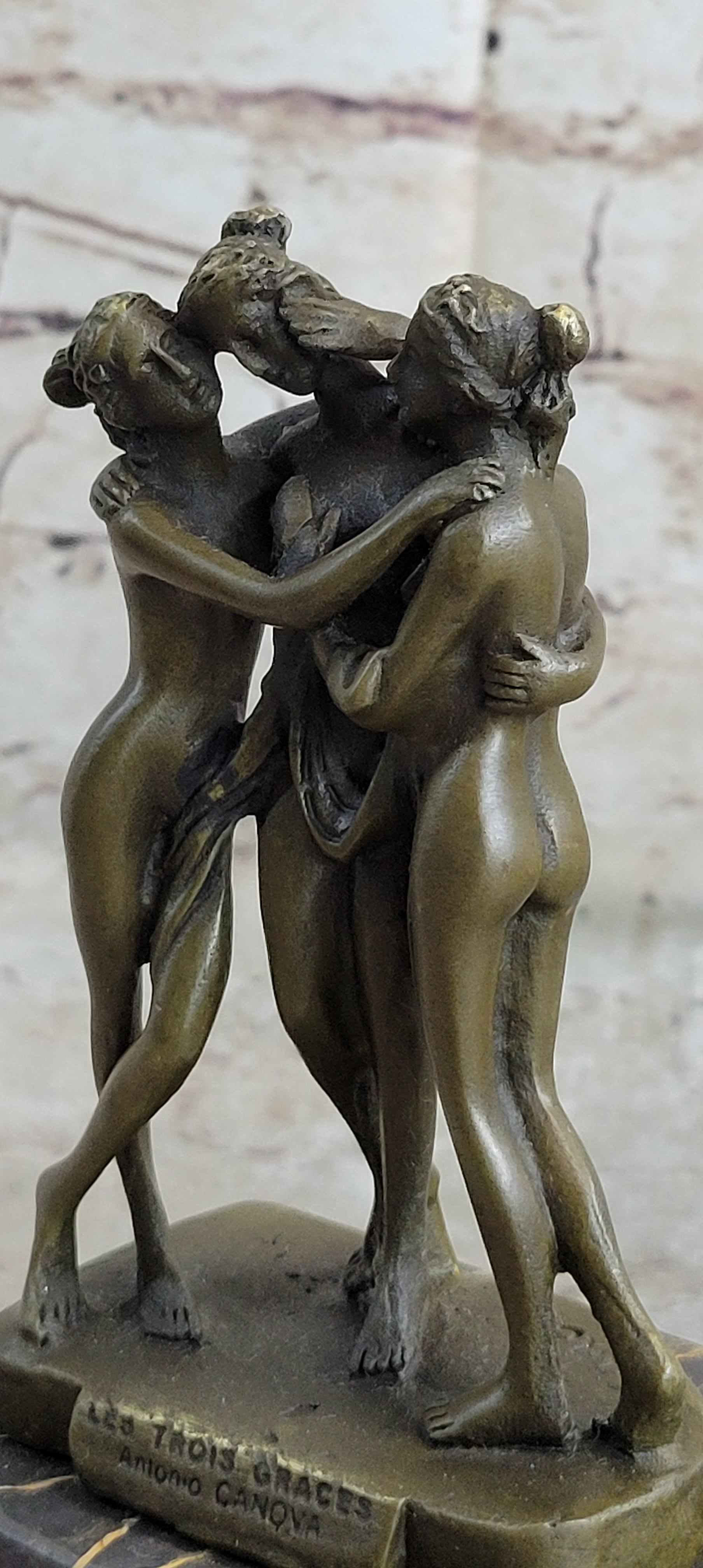 Hot Cast Three Graces by Canova Bronze Bookend