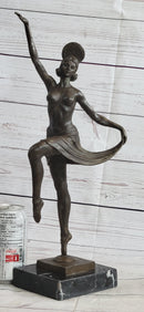 VINTAGE LARGE ART DECO DANCER BALLERINA BRONZE FIGURE SCULPTURE SIGNED HOME DECO