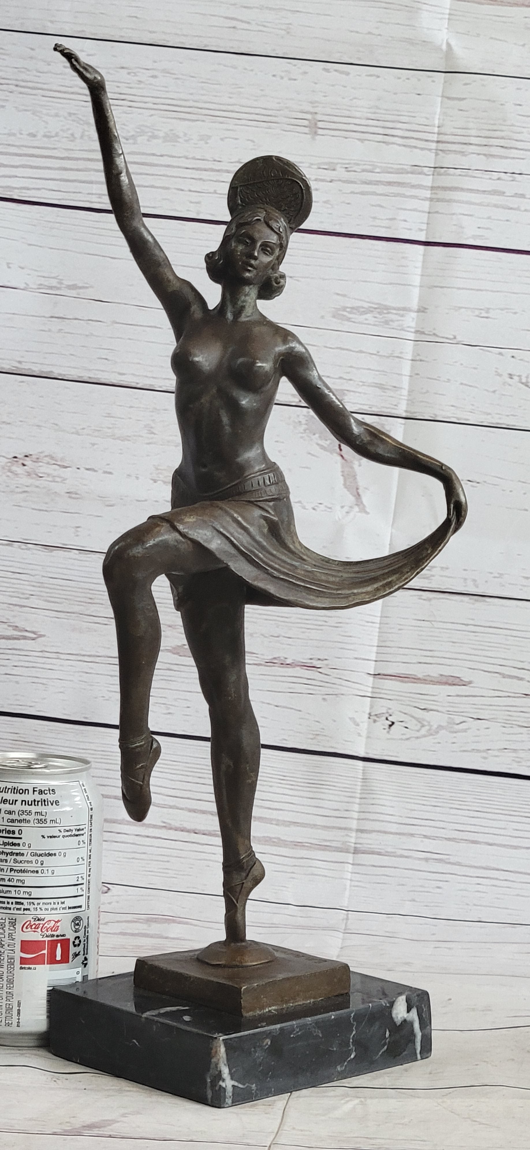 VINTAGE LARGE ART DECO DANCER BALLERINA BRONZE FIGURE SCULPTURE SIGNED HOME DECO