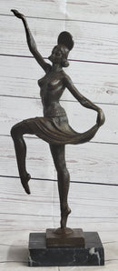 VINTAGE LARGE ART DECO DANCER BALLERINA BRONZE FIGURE SCULPTURE SIGNED HOME DECO