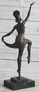 VINTAGE LARGE ART DECO DANCER BALLERINA BRONZE FIGURE SCULPTURE SIGNED HOME DECO