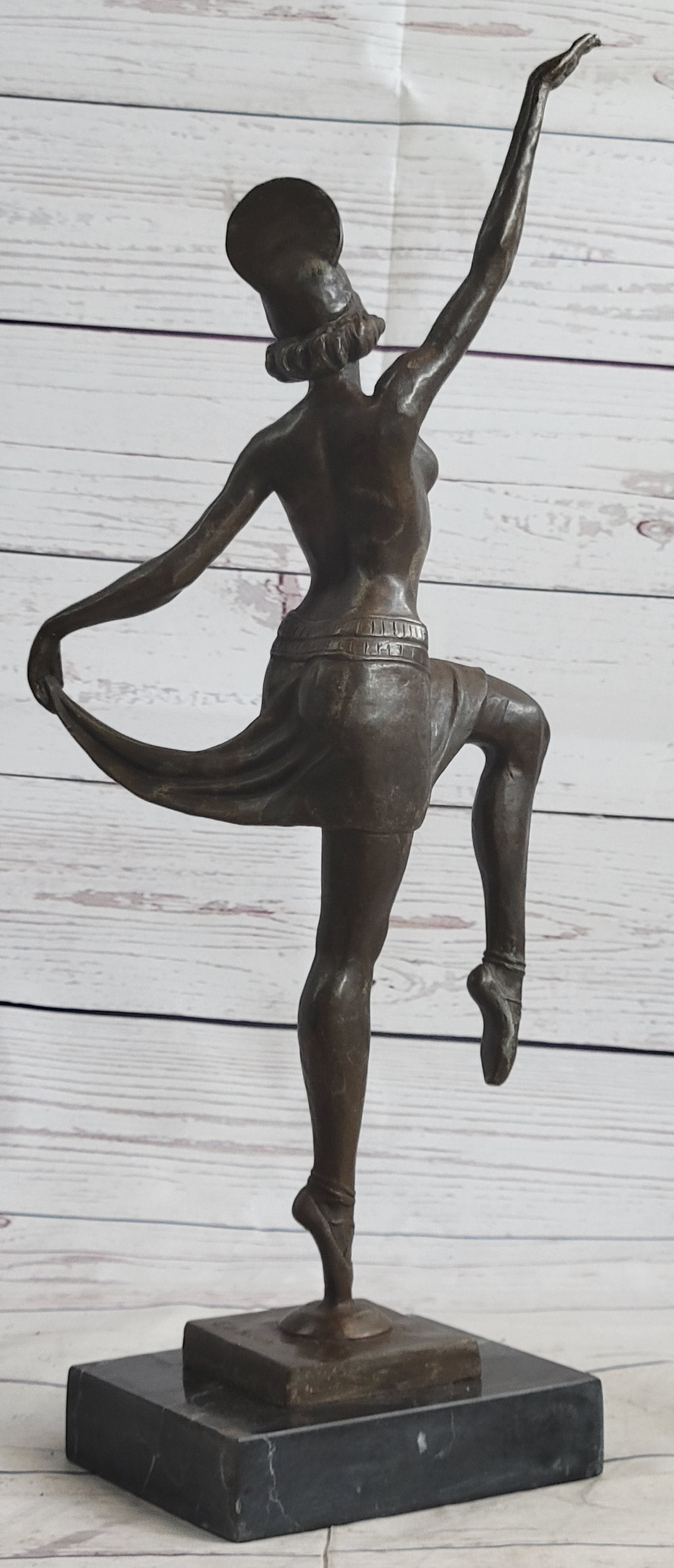 VINTAGE LARGE ART DECO DANCER BALLERINA BRONZE FIGURE SCULPTURE SIGNED HOME DECO