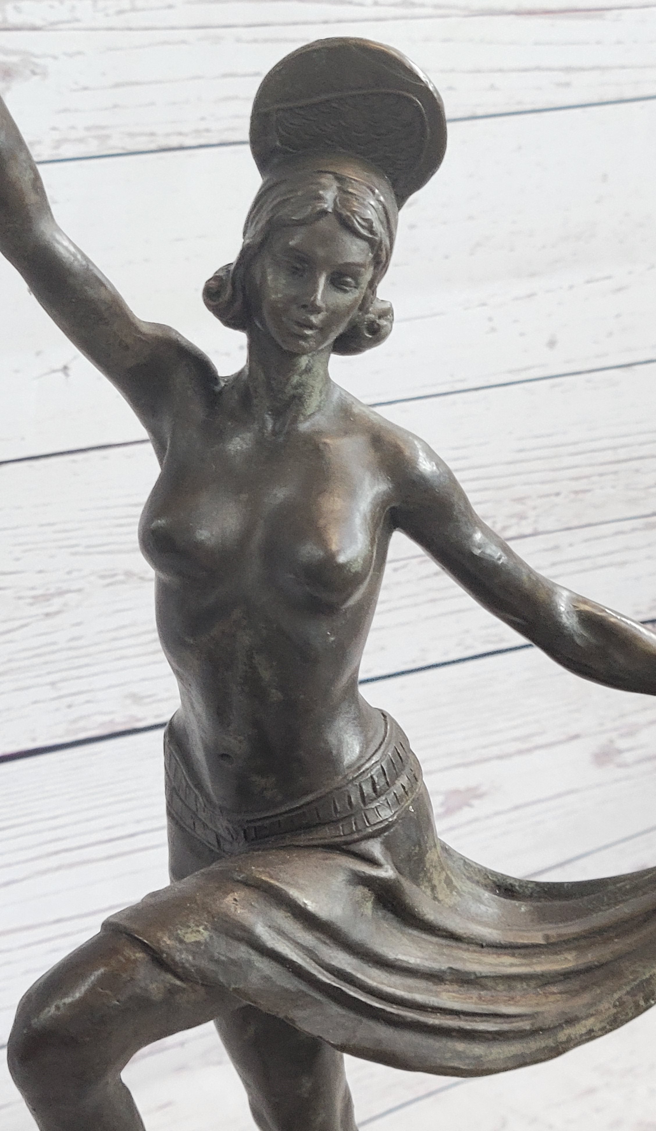 VINTAGE LARGE ART DECO DANCER BALLERINA BRONZE FIGURE SCULPTURE SIGNED HOME DECO
