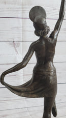 VINTAGE LARGE ART DECO DANCER BALLERINA BRONZE FIGURE SCULPTURE SIGNED HOME DECO