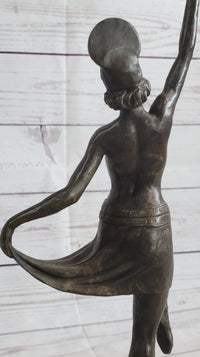 VINTAGE LARGE ART DECO DANCER BALLERINA BRONZE FIGURE SCULPTURE SIGNED HOME DECO