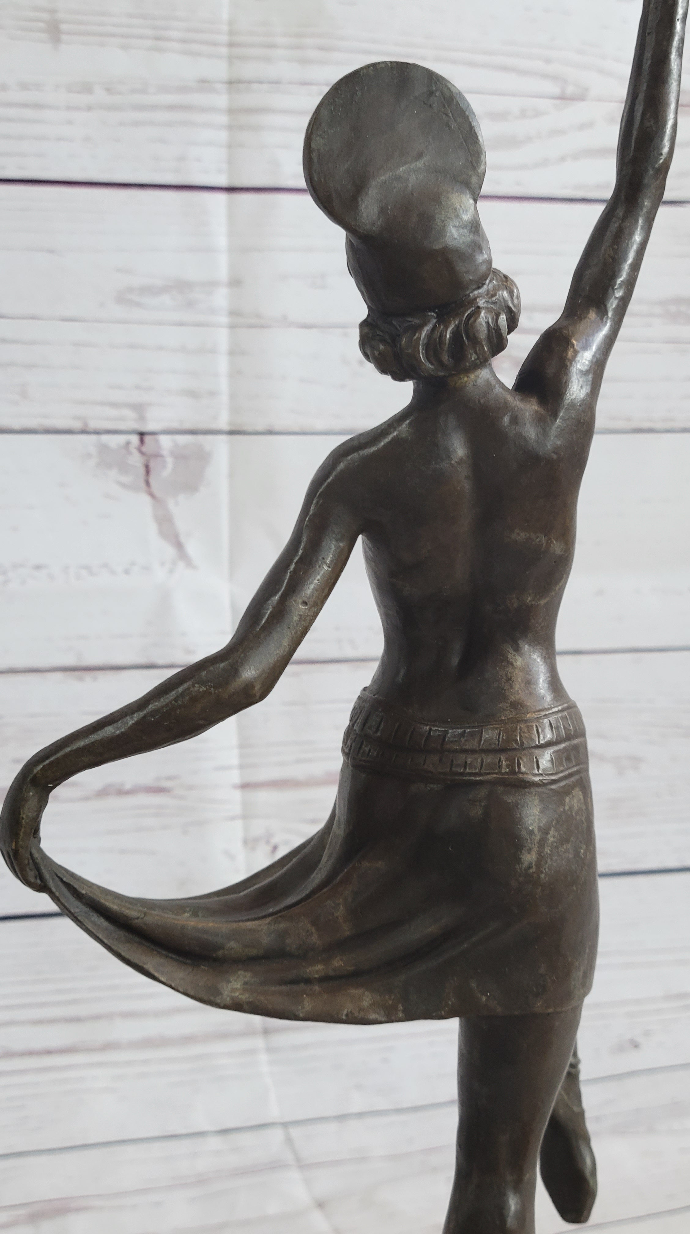 VINTAGE LARGE ART DECO DANCER BALLERINA BRONZE FIGURE SCULPTURE SIGNED HOME DECO
