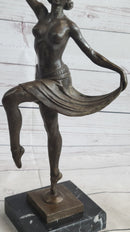 VINTAGE LARGE ART DECO DANCER BALLERINA BRONZE FIGURE SCULPTURE SIGNED HOME DECO