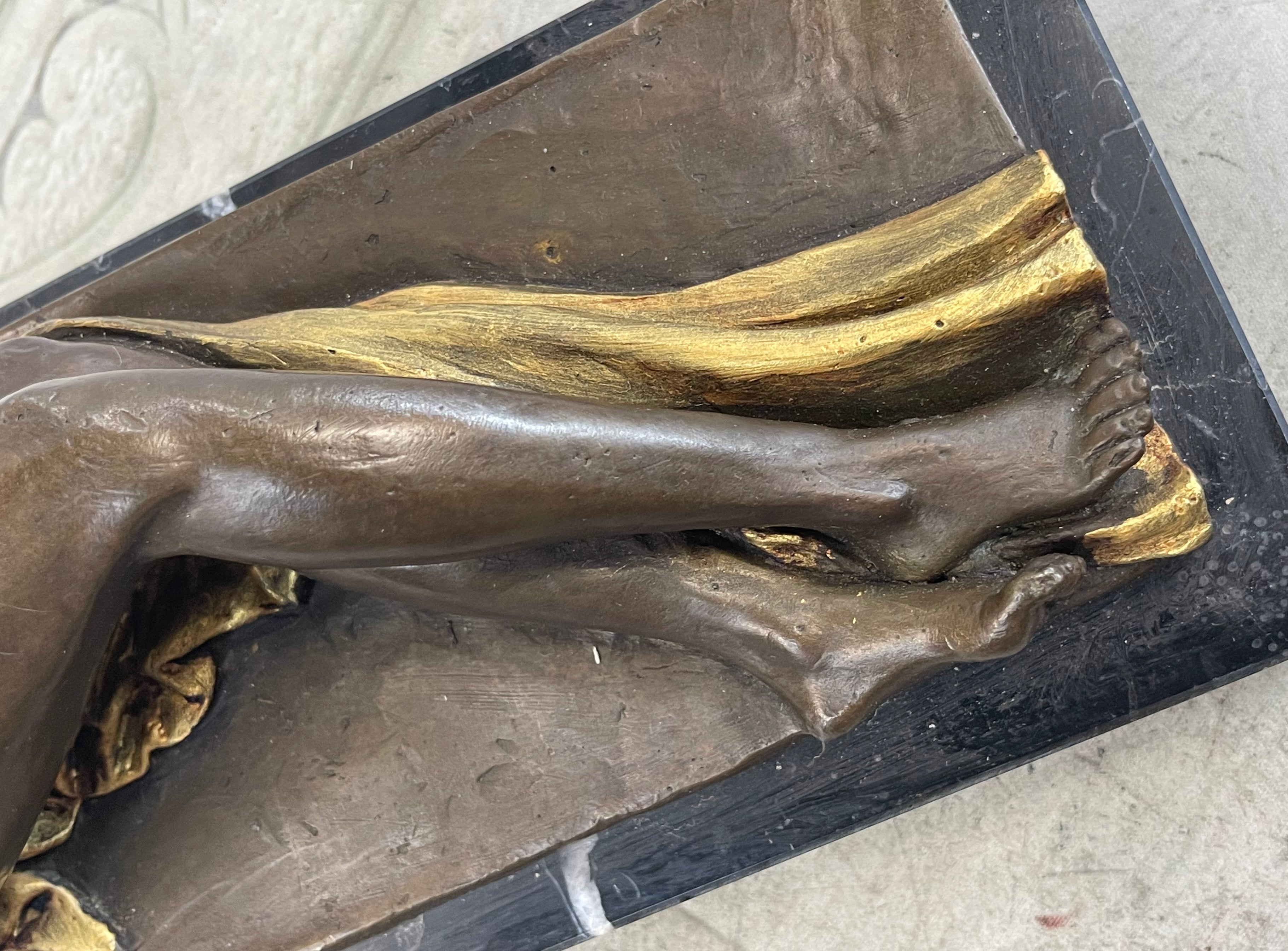 Sexy Nude Girl Naked Woman Holding a Bird - Bronze Sculpture