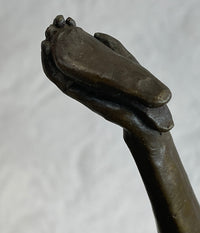 Sexy Nude Girl Naked Woman Holding a Bird - Bronze Sculpture