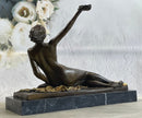 Sexy Nude Girl Naked Woman Holding a Bird - Bronze Sculpture