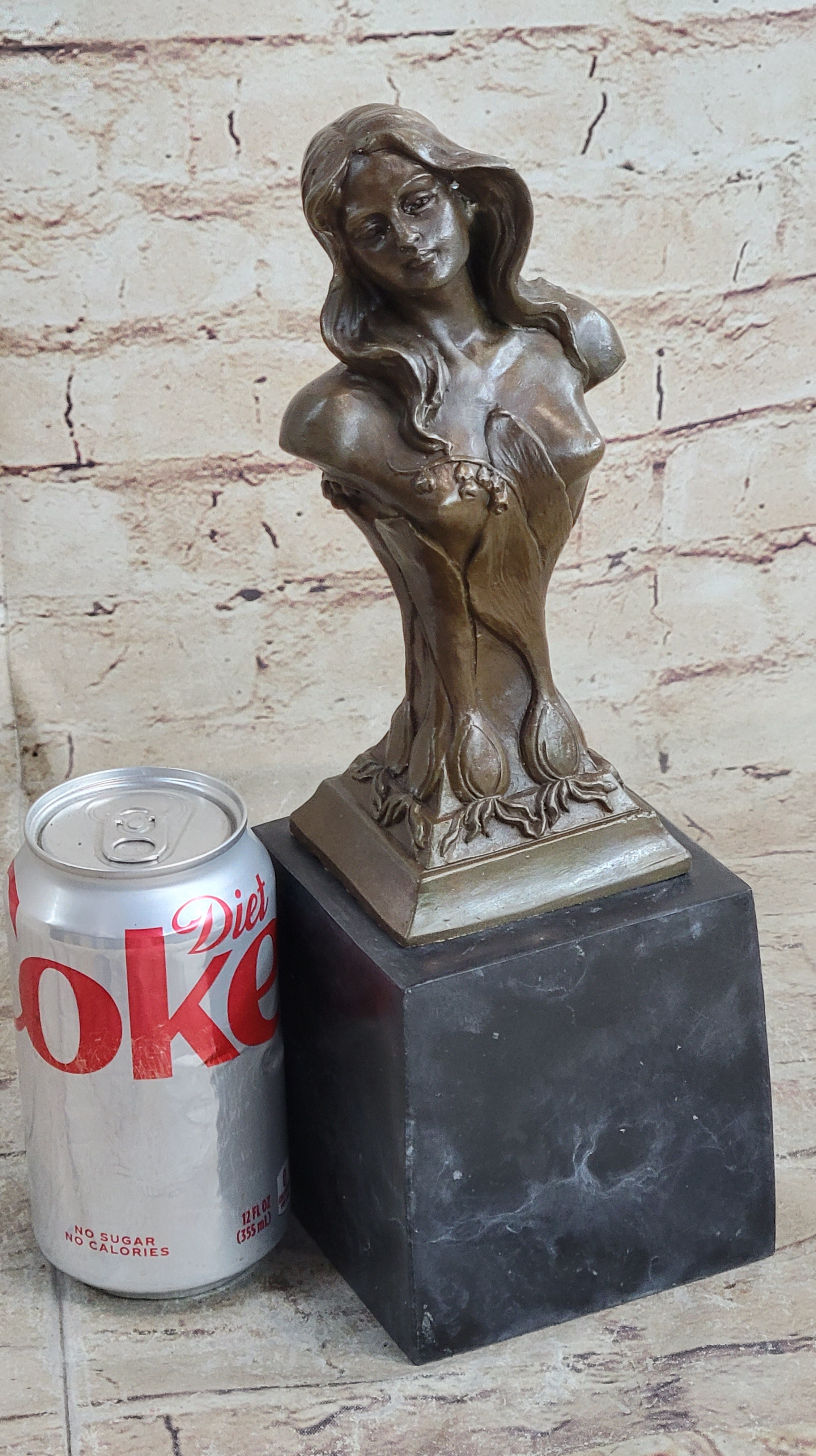 Floreal April by Hans Muller Vienna - Semi Nude Female Bust Sculpture Bronze Art