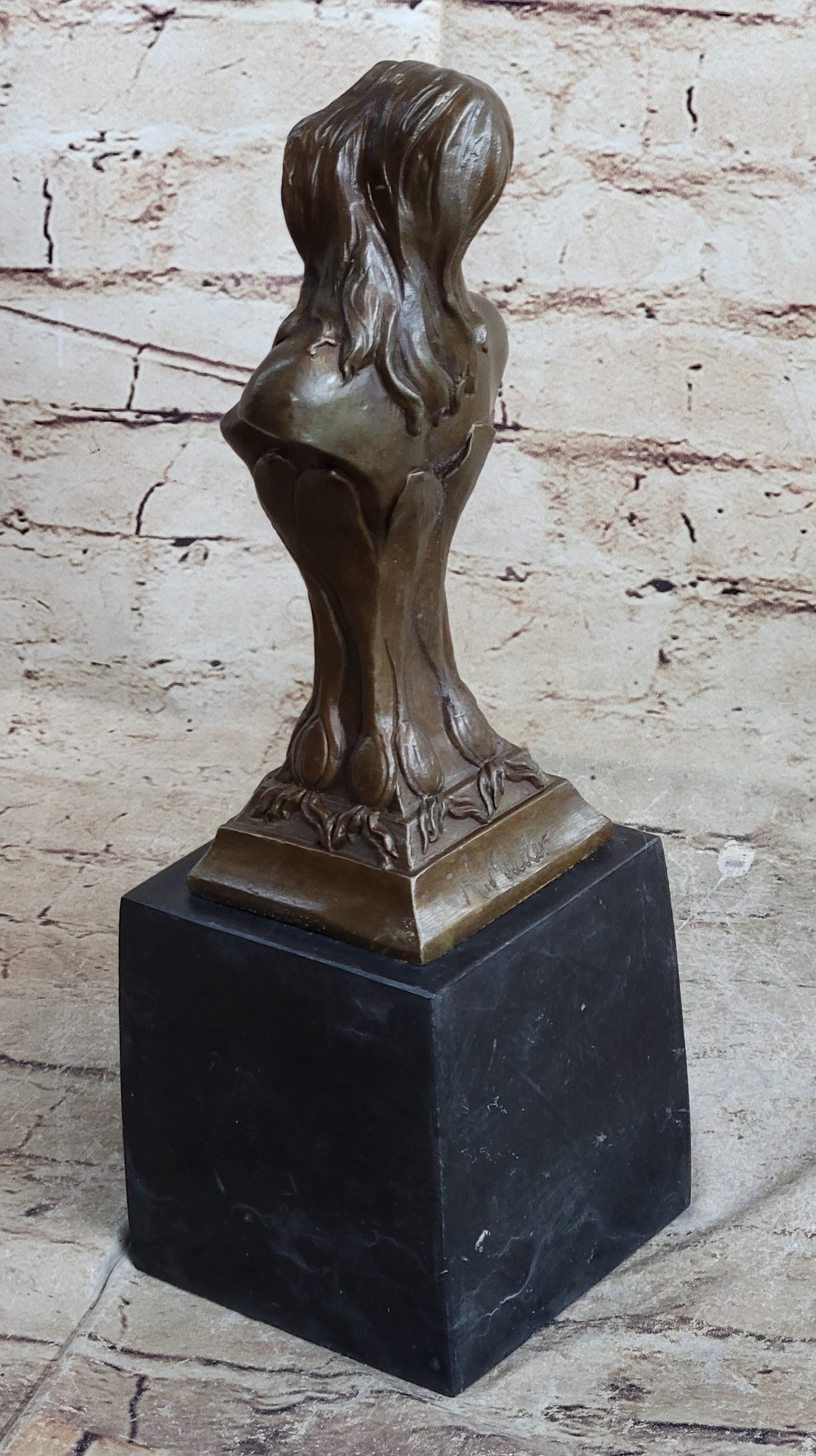 Floreal April by Hans Muller Vienna - Semi Nude Female Bust Sculpture Bronze Art