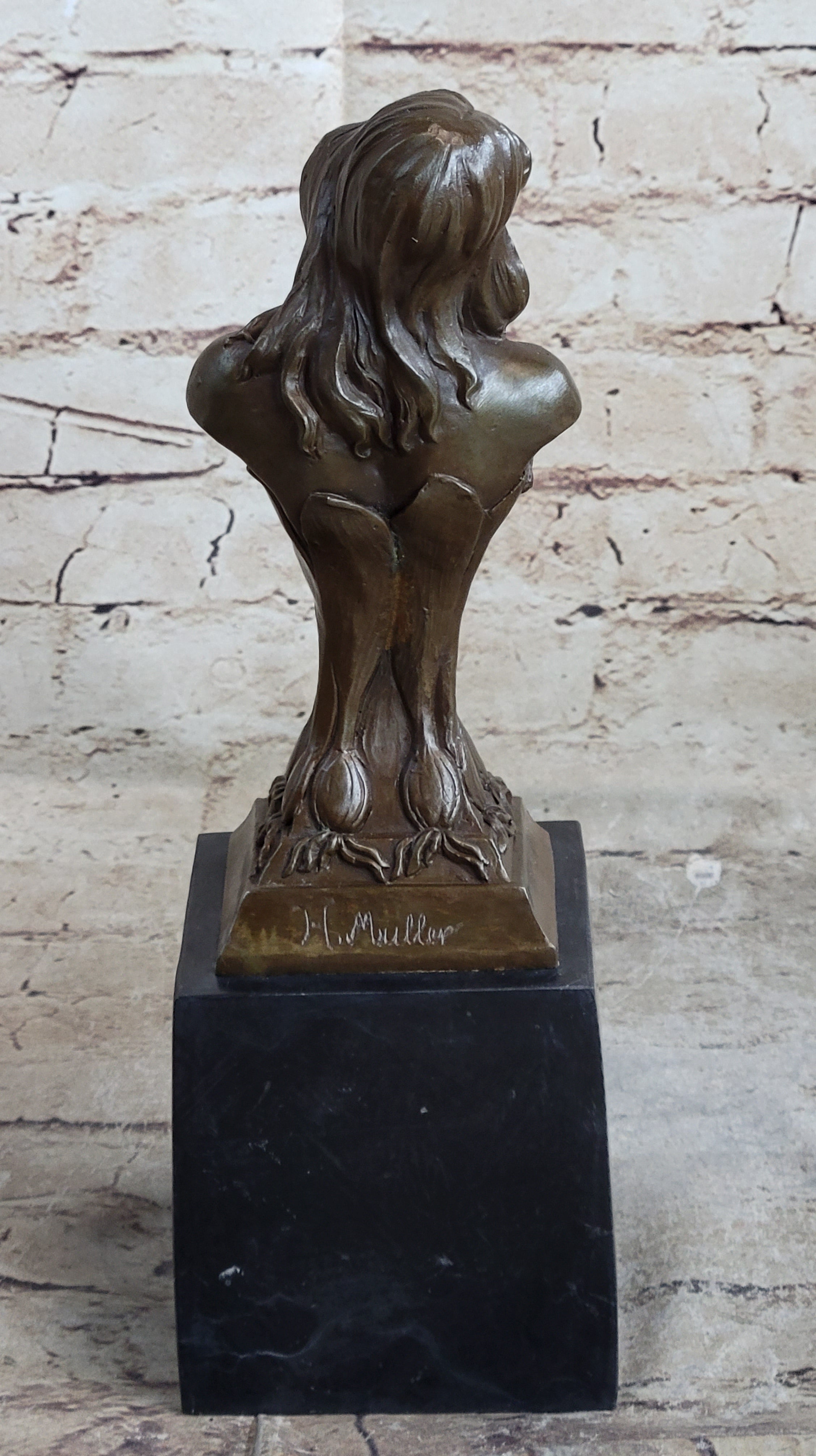 Floreal April by Hans Muller Vienna - Semi Nude Female Bust Sculpture Bronze Art