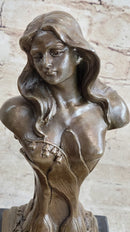 Floreal April by Hans Muller Vienna - Semi Nude Female Bust Sculpture Bronze Art