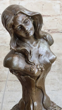 Floreal April by Hans Muller Vienna - Semi Nude Female Bust Sculpture Bronze Art
