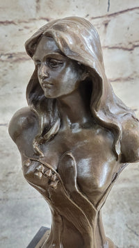Floreal April by Hans Muller Vienna - Semi Nude Female Bust Sculpture Bronze Art