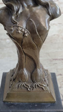 Floreal April by Hans Muller Vienna - Semi Nude Female Bust Sculpture Bronze Art