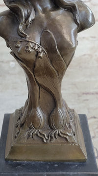Floreal April by Hans Muller Vienna - Semi Nude Female Bust Sculpture Bronze Art