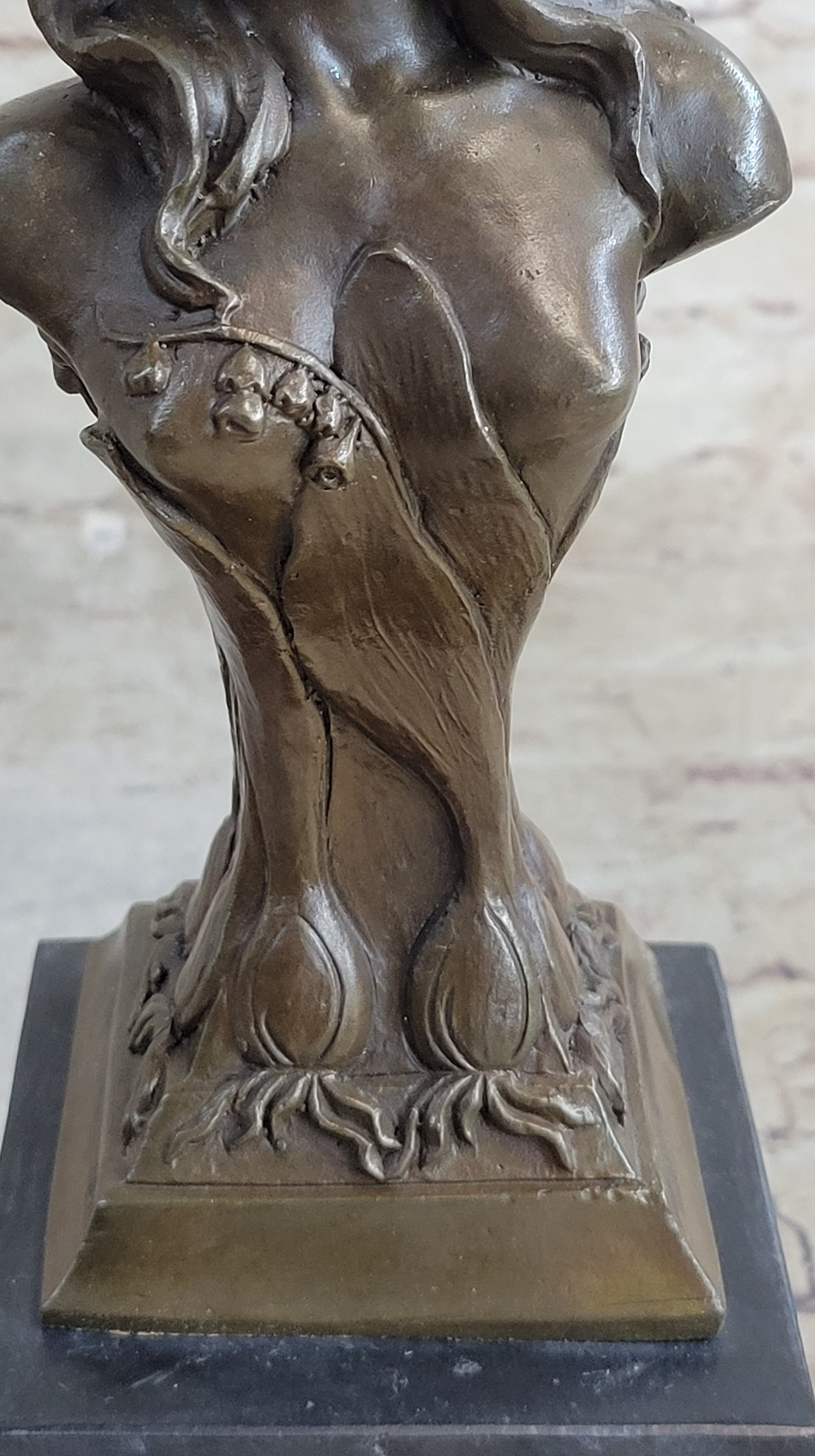 Floreal April by Hans Muller Vienna - Semi Nude Female Bust Sculpture Bronze Art