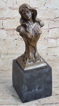 Floreal April by Hans Muller Vienna - Semi Nude Female Bust Sculpture Bronze Art