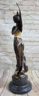 Sexy Winged Angel Fairy Girl w/ Gold Accent Bronze Sculpture Figure