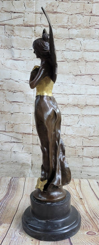 Sexy Winged Angel Fairy Girl w/ Gold Accent Bronze Sculpture Figure