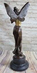 Sexy Winged Angel Fairy Girl w/ Gold Accent Bronze Sculpture Figure